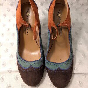 Size 9.5 Nina Suede Colorblock High Heels